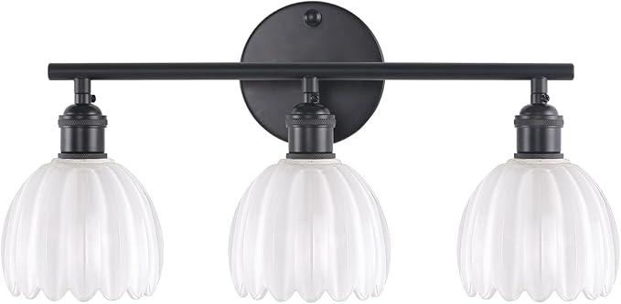 Shenmoyl Bathroom Light Fixtures, 3-Light Black Vanity Wall Light Over Mirror by Shenmoyl