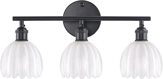 Shenmoyl Bathroom Light Fixtures, 3-Light Black Vanity Wall Light Over Mirror by Shenmoyl