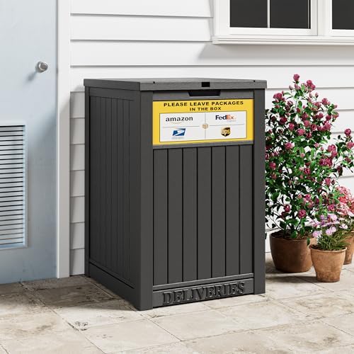 package delivery box for outside, outdoor storage box shown in use
