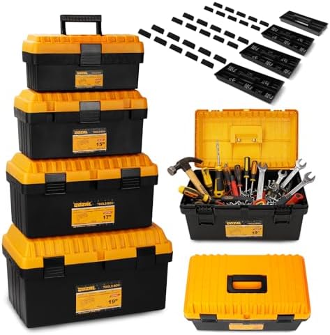 heavy duty plastic tool box set, stackable portable, main product view
