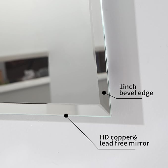 Mirrorons Beveled Mirror, Wall Mirror 24" x 32", Frameless Rectangle Bathroom - Image 5