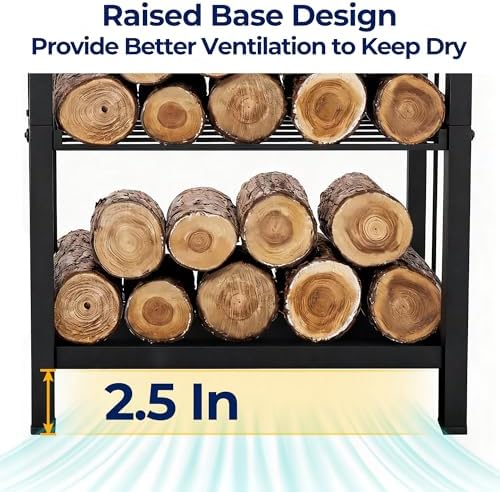 amagabeli garden & home 30in firewood rack indoor, close-up detail
