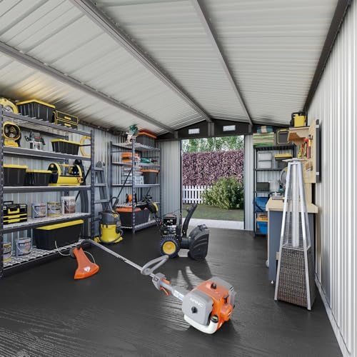 aoxun 10x12ft shed with floor galvanized steel outdoor on a desk or shelf