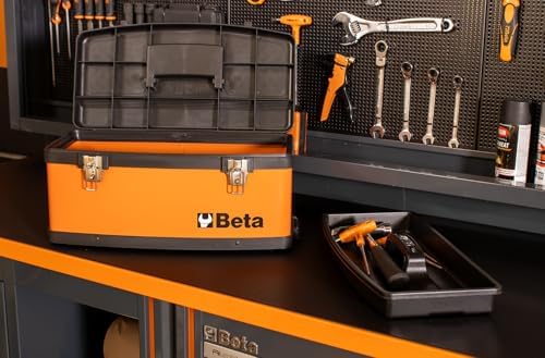 beta c41h orange two‑module rolling metal tool chest, side view
