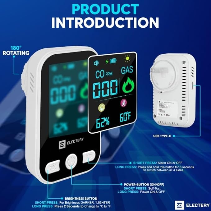 4‑in‑1 Upgraded Natural Gas Leak Detector & Carbon Monoxide Detectors Plug‑in - Image 4