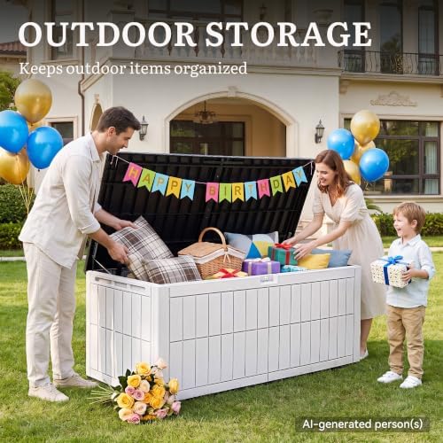 yitahome xxl 240 gallon extra large deck box, side view