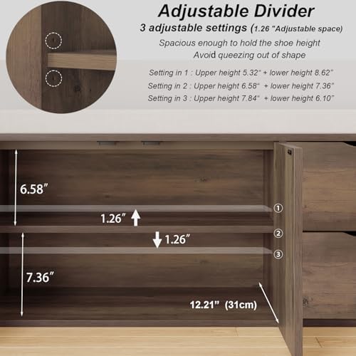 lvb entryway bench with storage, 40" shoes bench showing dimensions