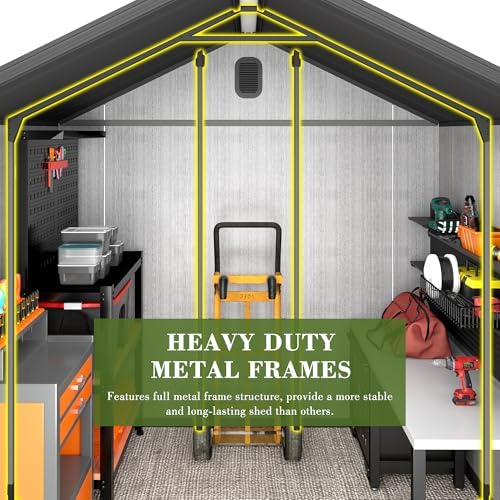 domi 6x4ft outdoor resin storage shed with transparent, close-up detail