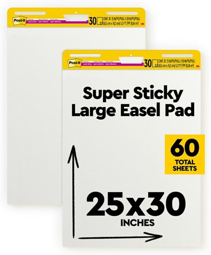 Post-it Super Sticky Easel Pad 25 in x 30 in White 30 Sheets/Pad 2 Pad/Pack by Post-it%C2%AE