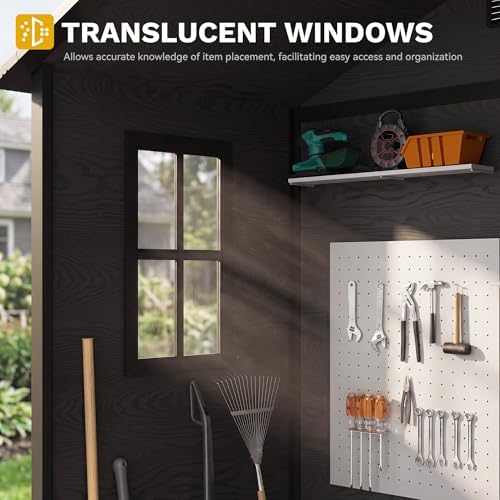 dwvo 6x4ft resin outdoor storage shed with reinforced, close-up detail