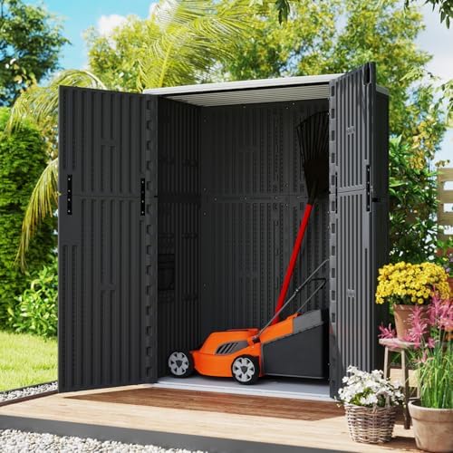 zzm 57 cu.ft outdoor storage shed with floor shown in use