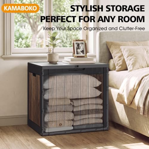 kamaboko 35 gallon outdoor storage box waterproof deck on a desk or shelf