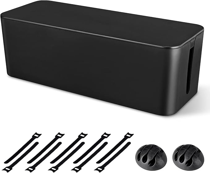 Cable Management Box, Large Cord Organizer Box to Hide Power Strip & Under Desk by Chouky