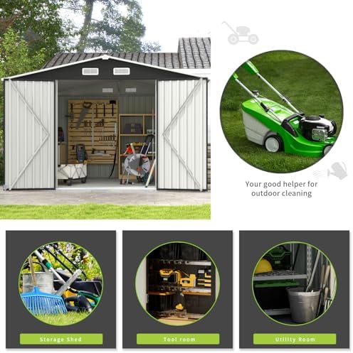 aoxun 10 x 8ft outdoor storage shed with, side view