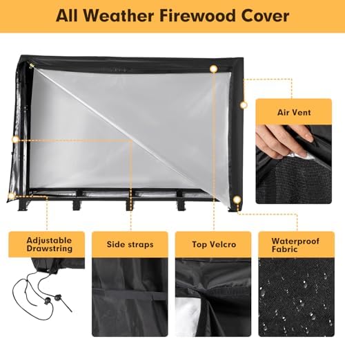 nalone 8ft outdoor firewood rack with cover&carry bag, side view