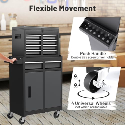 ironmax 2-in-1 detachable rolling metal tool chest, 5, package contents