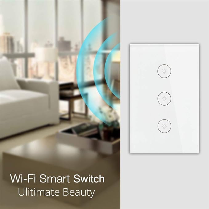MOES WiFi Smart Wall Touch Light Switch Glass Panel Wireless Remote Control by - Image 7