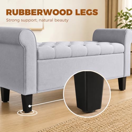 homcom 47" storage ottoman end of bed bench, front angle view