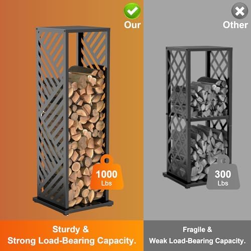 4ft firewood rack indoor, wood rack, metal, 1000 showing dimensions