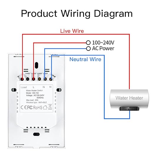 MOES Smart Water Heater Switch, 20A Water Heater Touch Switch Suitable - Image 8