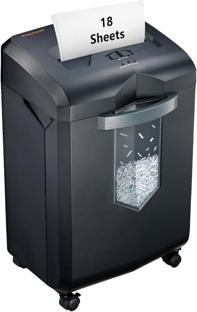 Bonsaii Heavy Duty 18-Sheet Office Shredder – 60-min Continuous Run, Cross-Cut by bonsaii