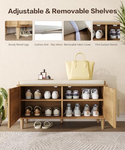 akxomel 31.5" rattan shoe storage bench 2 doors, package contents