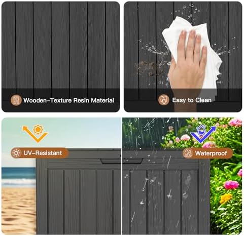 outdoor deck storage box, 50 gallon deck box,lockable, close-up detail