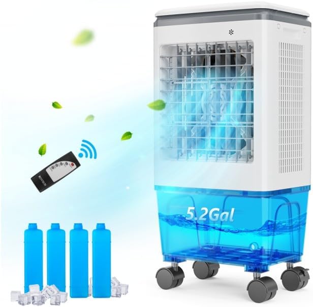 ROVSUN 1400CFM Evaporative Air Cooler, 5.2 Gal Portable Swamp Cooler by ROVSUN