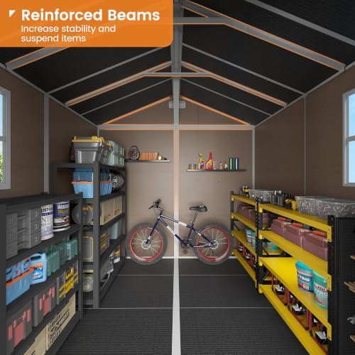 udpatio 8x8 ft resin storage shed, plastic outdoor, package contents