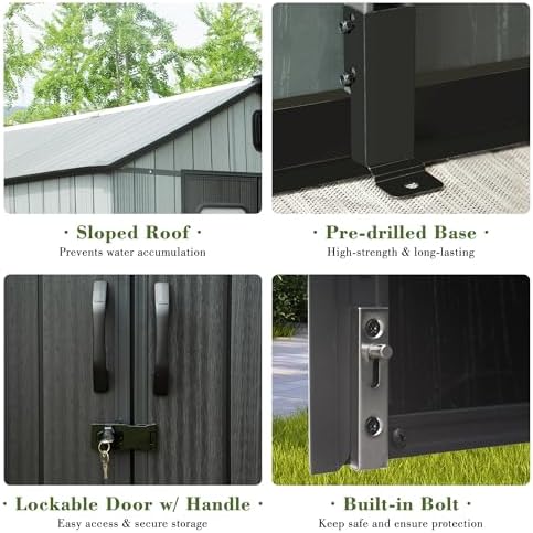domi 6x4ft outdoor resin storage shed with transparent, front angle view