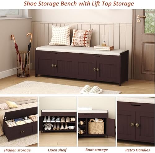 homefort 54.4" shoe bench with lift top storage, package contents