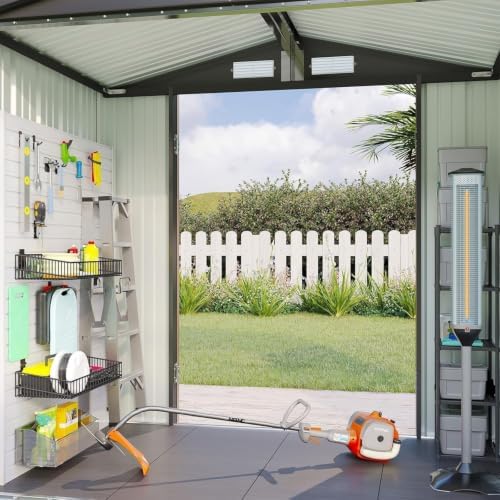 aoxun 6x4ft shed with floor galvanized steel outdoor on a desk or shelf
