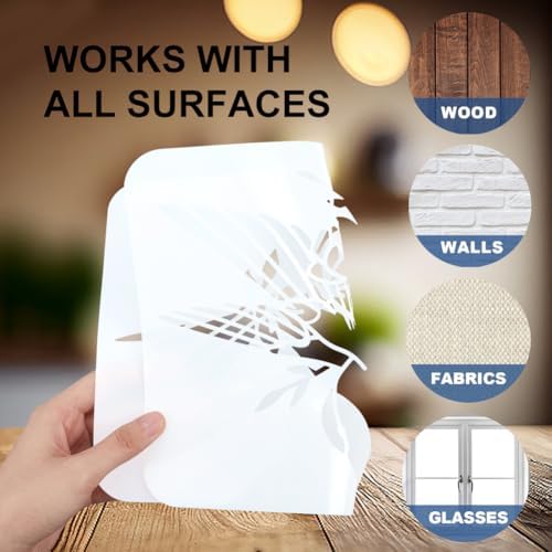 MAYJOYDIY Mandala Frog Dragonfly Stencil Floral Frog Paw Prints Template 11.8x11.8inch Reptile Animal Stencils with Paint Brush Animal Theme Decoration Templates for Wood Wall Window DIY Craft