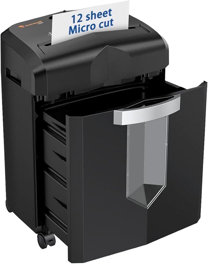 Bonsaii 12 Sheet Micro Cut Paper Shredder | 60-Minute Continuous Run Time | by bonsaii