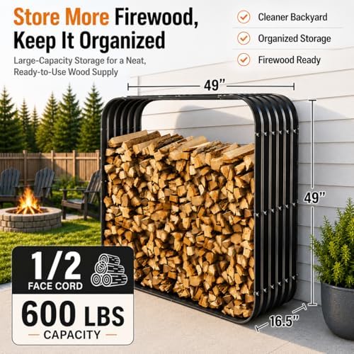 49in firewood rack with cover roof, waterproof heavy, close-up detail