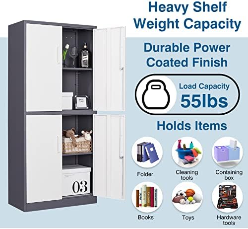 peukc metal storage cabinet with adjustable shelves &, side view