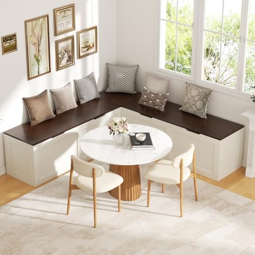 l shaped bench with storage, 63" breakfast nook, view 11