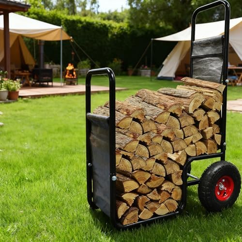 doublehorse firewood cart 27x20x44 in steel pneumatic wheels, package contents