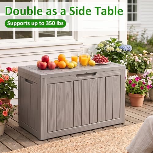 easyup 50 gallon outdoor storage box waterproof lockable, side view