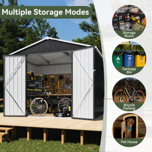 aoxun 8x6 ft shed outdoor storage shed with on a desk or shelf
