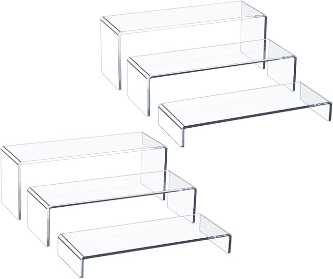 HIIMIEI Acrylic Display Riser, Thickened to 5mm Clear Rectangular Display Shelf by HIIMIEI