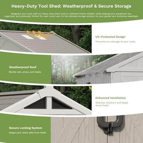 patiowell 10x16 ft resin outdoor storage shed with showing dimensions
