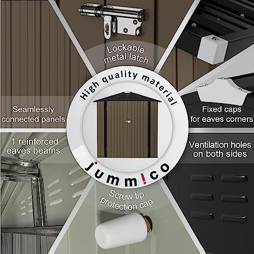jummico metal outdoor storage shed, 6 x 4, package contents