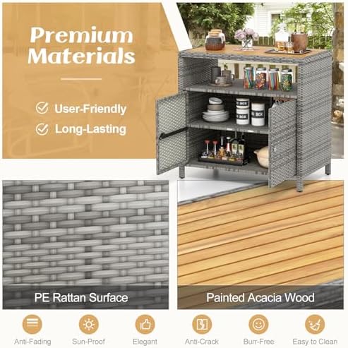 rattan storage cabinet, outdoor & indoor sideboards with showing dimensions