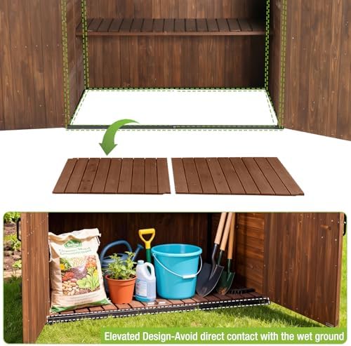 gutinneen outdoor storage shed cabinet with strong iron on a desk or shelf