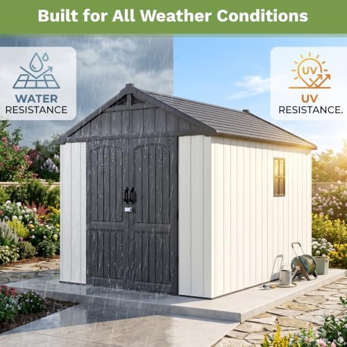 greesum 8x10 ft resin outdoor storage shed with, side view