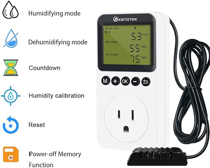 KETOTEK Digital Humidity Controller Outlet Plug - Image 2