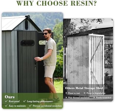 domi 6x4ft outdoor resin storage shed with transparent showing dimensions
