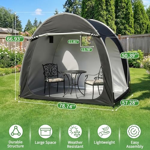 outvita outdoor portable bicycle storage sheds for 2-3 shown in use