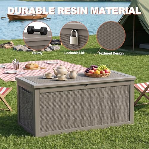 efu outdoor storage box 360 gallon deck box, close-up detail